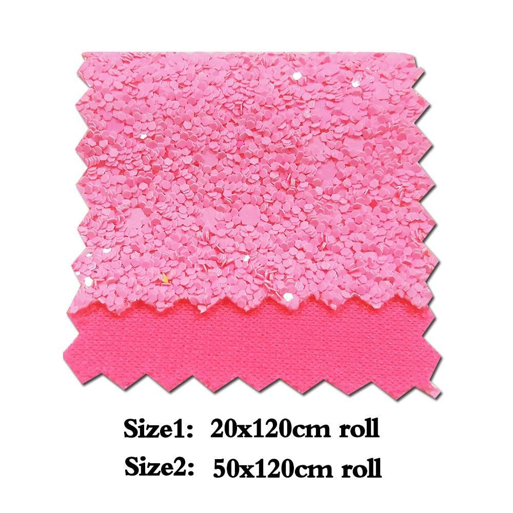 Lisslune | Glamorous Rose Pink Glitter Synthetic Leather Fabric Roll for Creative Projects
