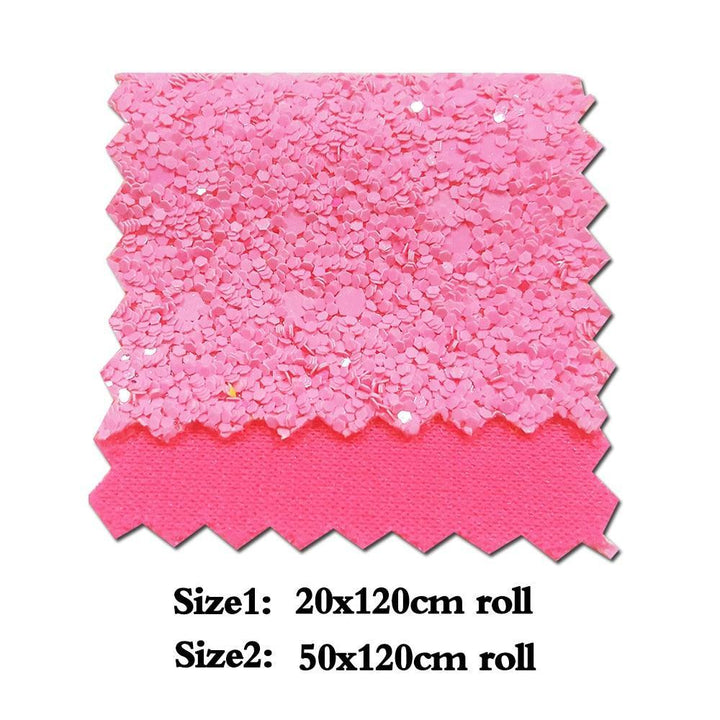 Lisslune | Glamorous Rose Pink Glitter Synthetic Leather Fabric Roll for Creative Projects