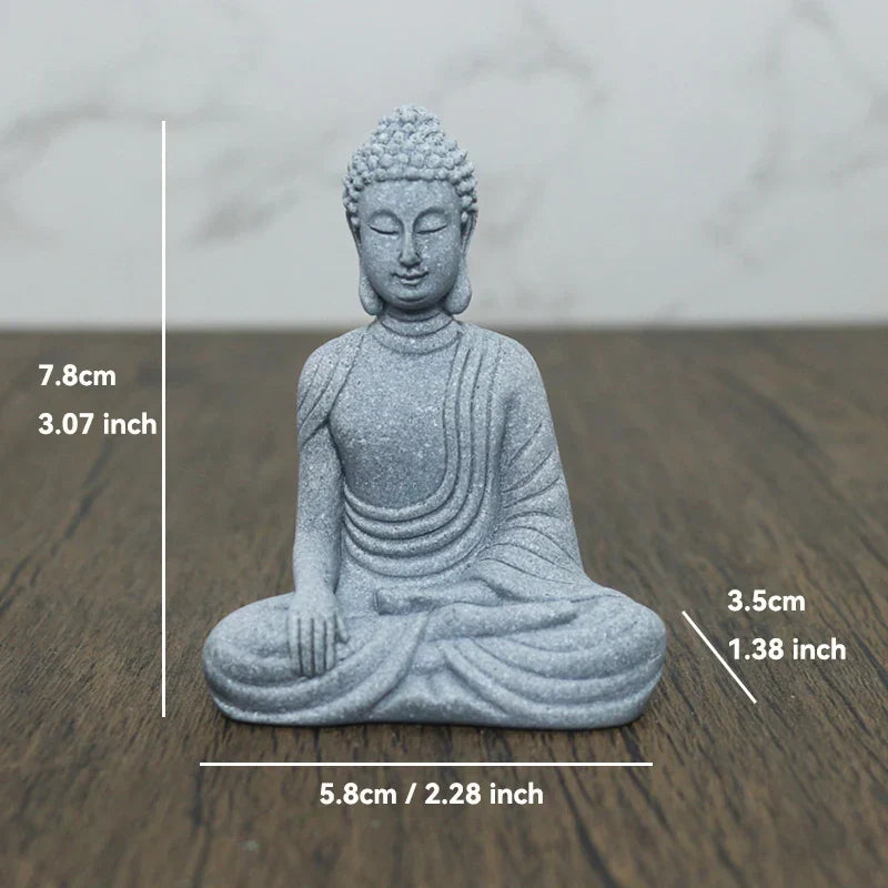 Lisslune | Buddha Stone Statue Small Buddhist Monks Tibetan Buddhism Figures Zen Garden Ornament Meditation Home Aquarium Decoration