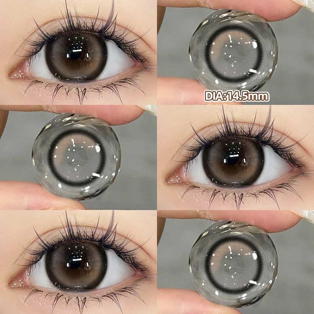 Rynx | 2PCS Large Gray Contact Lenses for Eyes Myopia Color Lens Natural Brown Pupils Gradient Contact Lens Black Lens