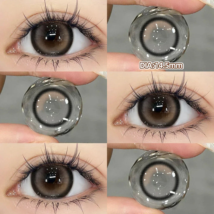 Rynx | 2PCS Large Gray Contact Lenses for Eyes Myopia Color Lens Natural Brown Pupils Gradient Contact Lens Black Lens