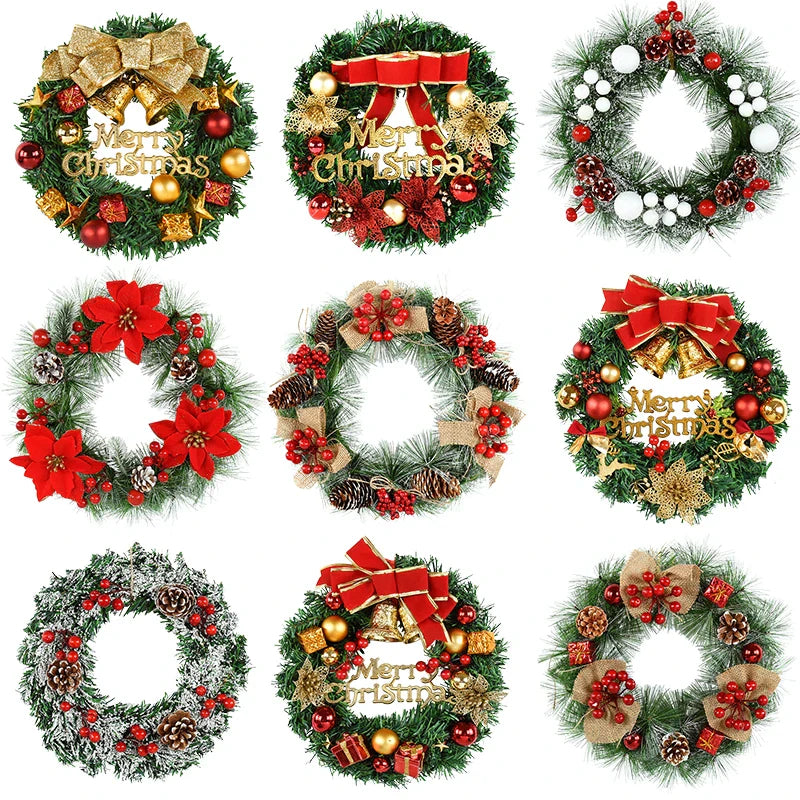 Rynx 30cm Christmas wreath Xmas door garland hanging ornaments Merry Christmas decoration for home New Year Navidad door hanger