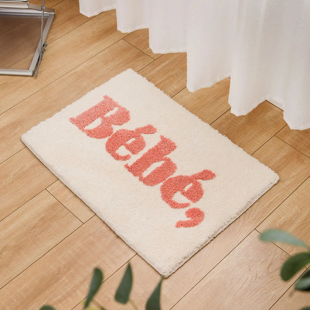 Rynx | Korean Style Woven Letter Bath Mat Soft French Carpet Bedroom Rug Doormat Aesthetic Home Decoration 45x65cm