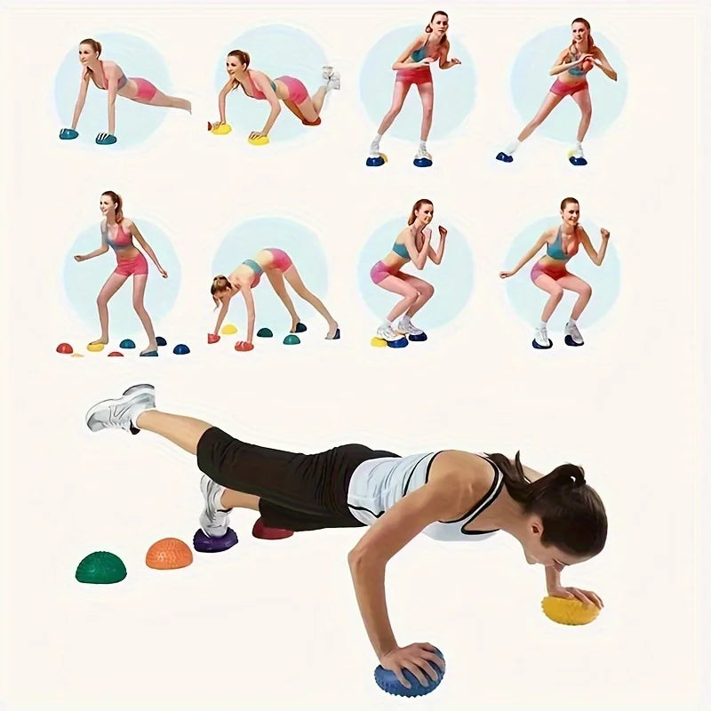 Rynx | 1pc Fitness Yoga Ball, PVC sensory training ball, half-round ball, balance training ball, tactile massage ball