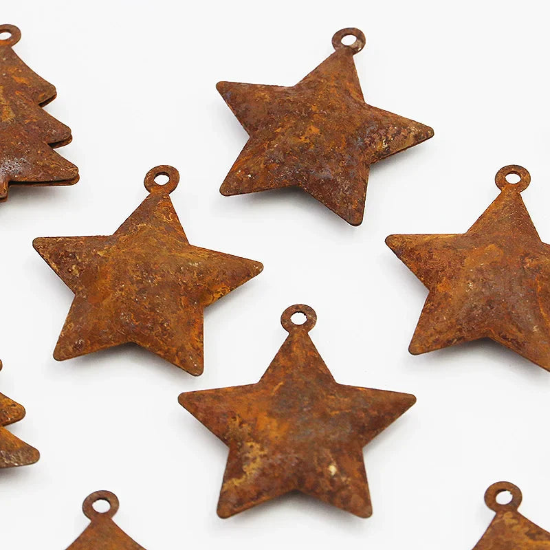 Rynx | (5 pieces/pack) 4.5 cm Retro Rusty Christmas Bells Decoration Star Horn Bell New Year Festival Decoration Pendant DIY