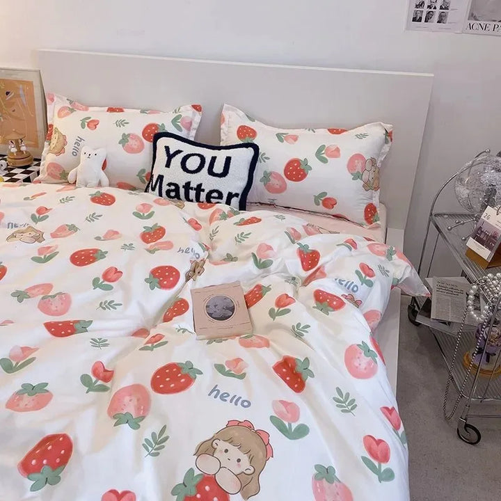 Rynx | Tulip Duvet Cover Set with Bed Sheets Pillowcases Fashion Twin Double Queen Size Bedding Soft Boys Girls Bedding Set
