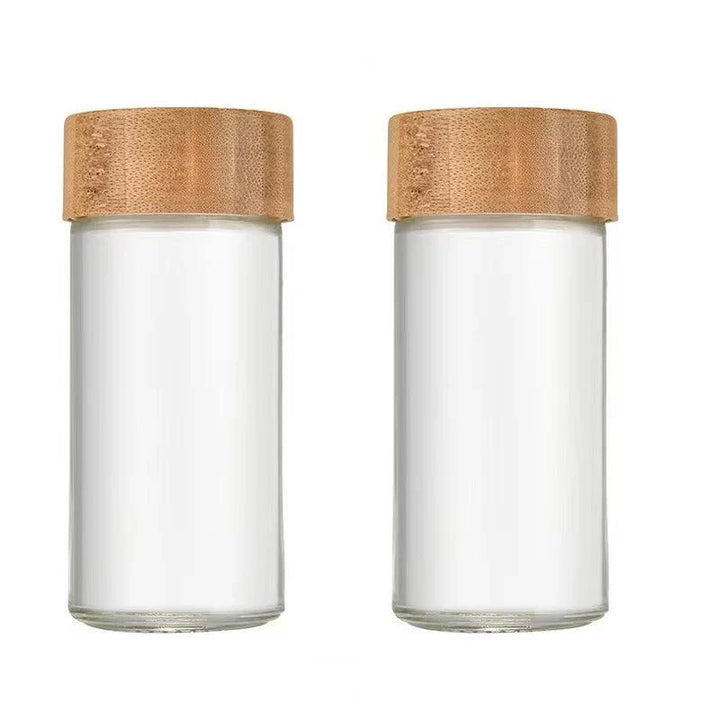 Lisslune | Elegant 40oz moisture-proof square glass spice container with acacia wood lid