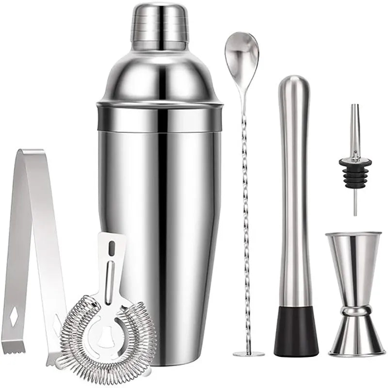 Lisslune | 550 ml/750 ml Stainless Steel Cocktail Shaker Mixer Drink Bartender Set Bar Set Tools With Wine Rack Stand Tool for Birthday Gift