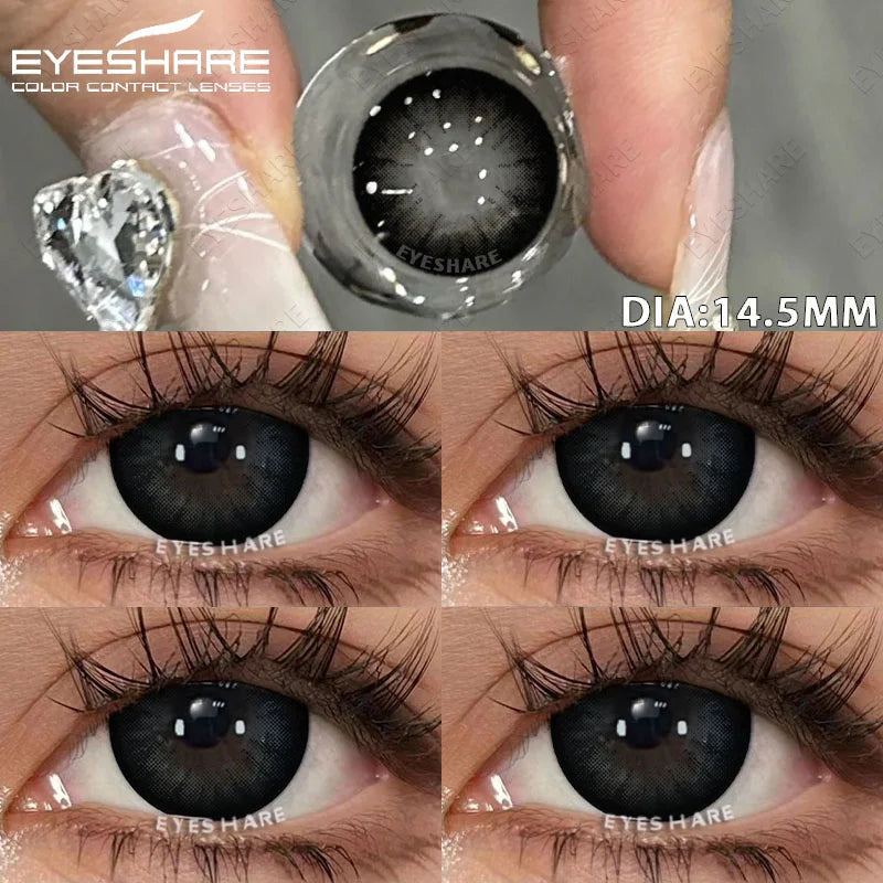 Rynx | 1 Pair colored contact lenses for eyes Black lenses Cosmetic large eye lenses Gray pupil lenses Yearly Natural eye contacts