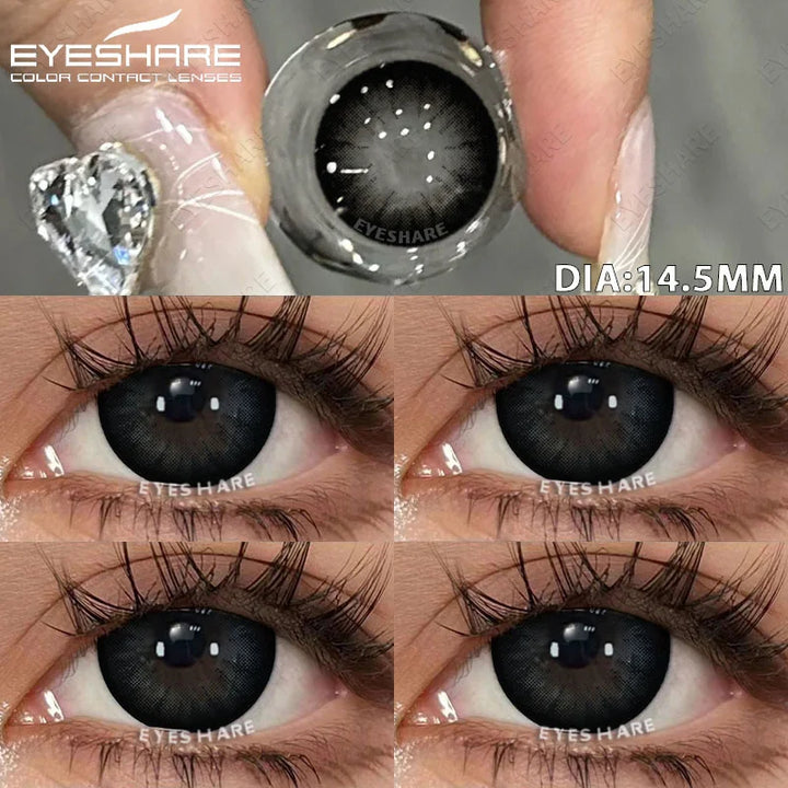 Rynx | 1 Pair colored contact lenses for eyes Black lenses Cosmetic large eye lenses Gray pupil lenses Yearly Natural eye contacts