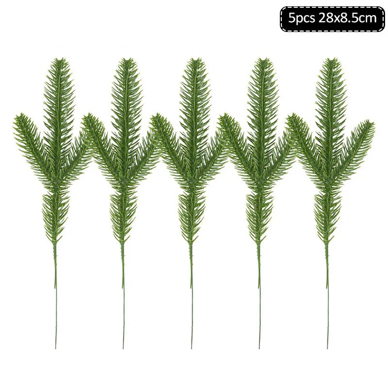 Rynx 1Pack Christmas Pine Needles Branches Artificial Plant Christmas Tree Ornaments Decorations for Home DIY Wreath Gift Box Wedding Flowers
