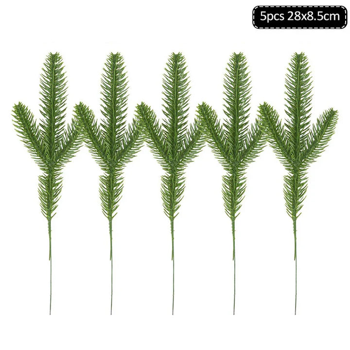 Rynx 1Pack Christmas Pine Needles Branches Artificial Plant Christmas Tree Ornaments Decorations for Home DIY Wreath Gift Box Wedding Flowers