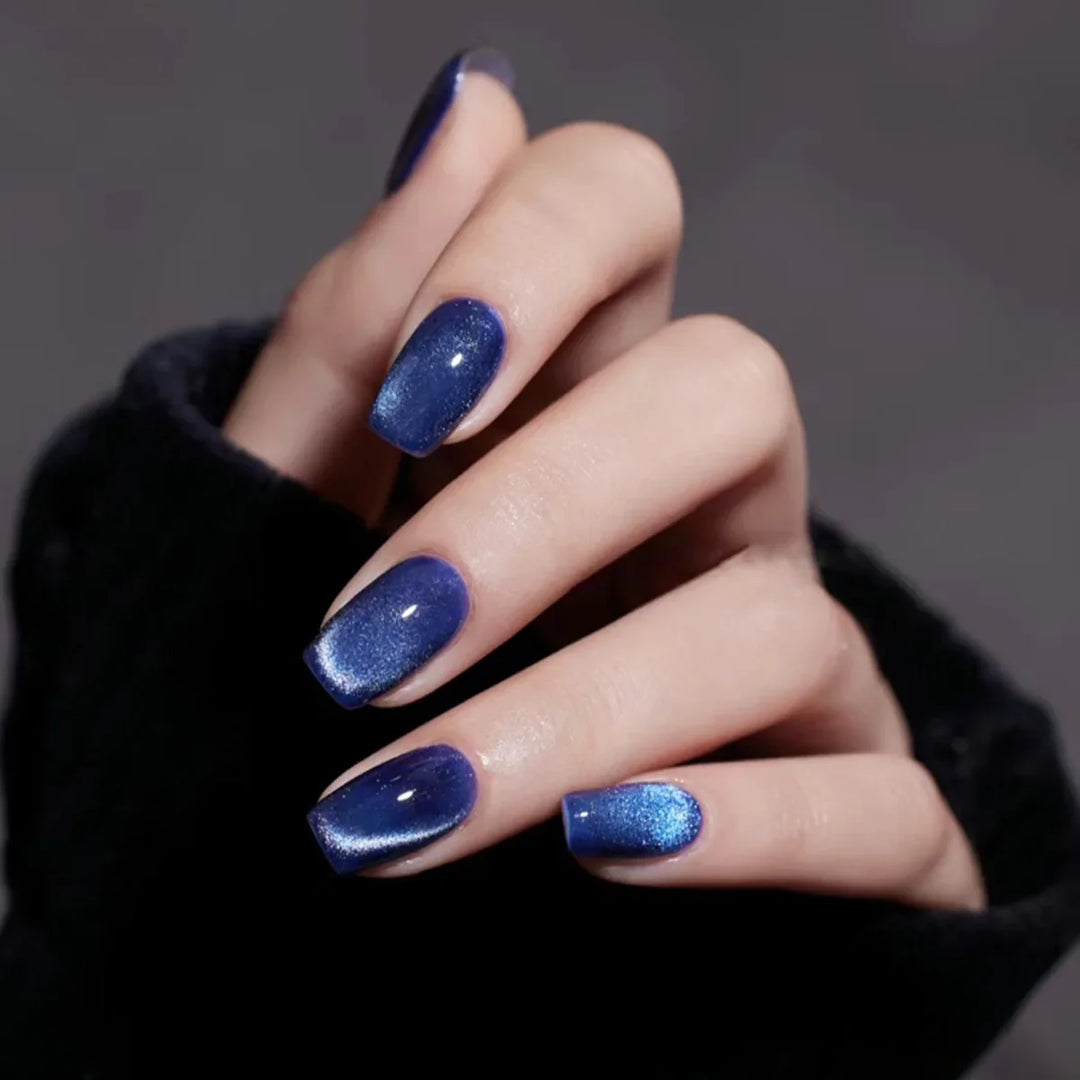 Rynx | Gray Sparkling Cat Eye Sweet Bow Nail Art Solid Color False Nails Removable Ready False Nails Press-on Nails with Glue