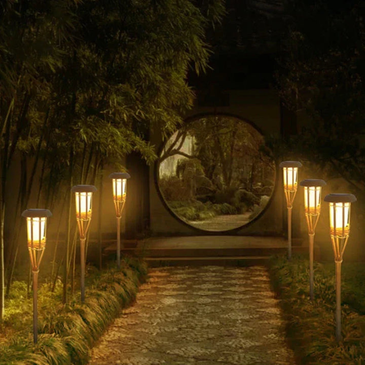 Lisslune | Solar Torch 5-Piece Set | Flame Effect LED Garden Lights | Solar Powered | Decorative Light for Outdoors