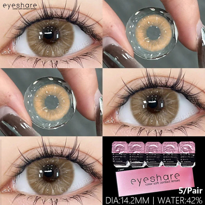Rynx | 5 pairs of daily colored contact lenses for eyes 42% high water content 1 daily lens comfortable to wear disposable