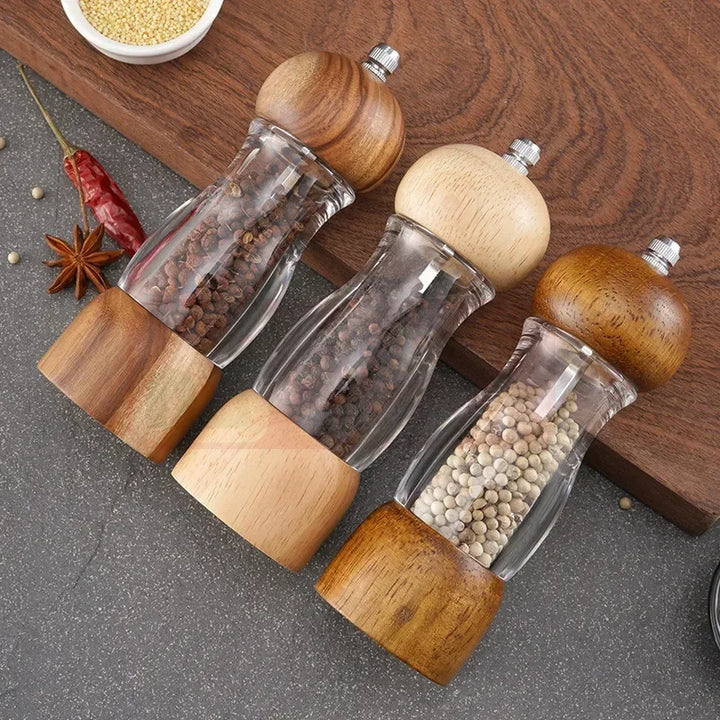 Lisslune | Pepper mill and salt mill set made of wood and glass – Stylish spice mills for the kitchen