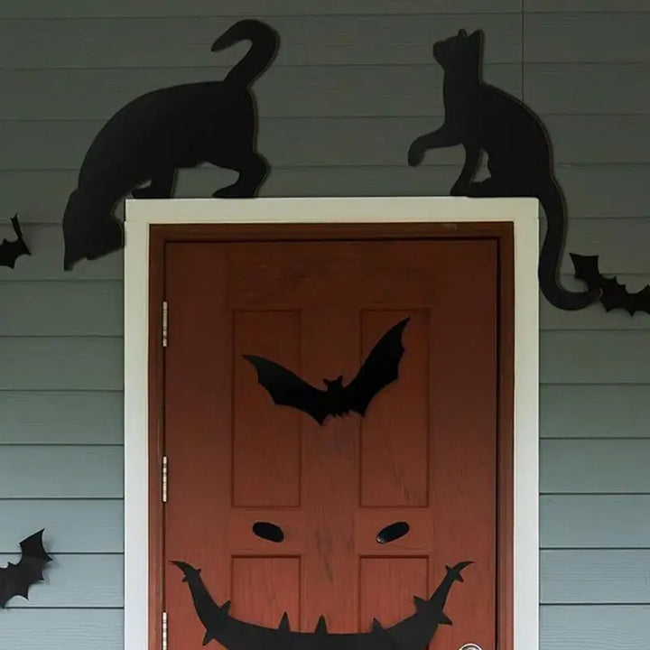 Rynx | Halloween Door Corner Sign Sweet Bird Witch Cat Black Wood Hanging Decoration Party Home Wall Doors Frame Decorations