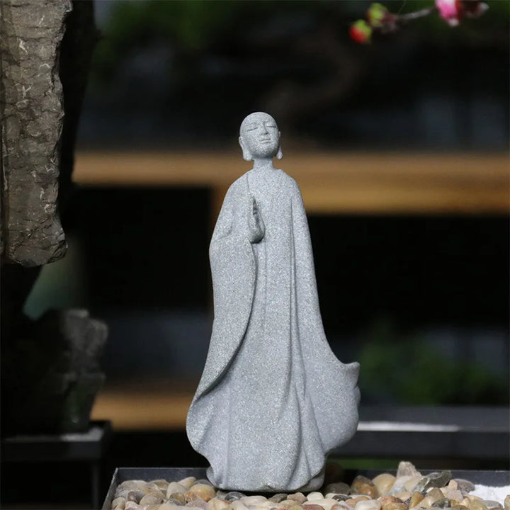 Lisslune | Buddha Stone Statue Small Buddhist Monks Tibetan Buddhism Figures Zen Garden Ornament Meditation Home Aquarium Decoration