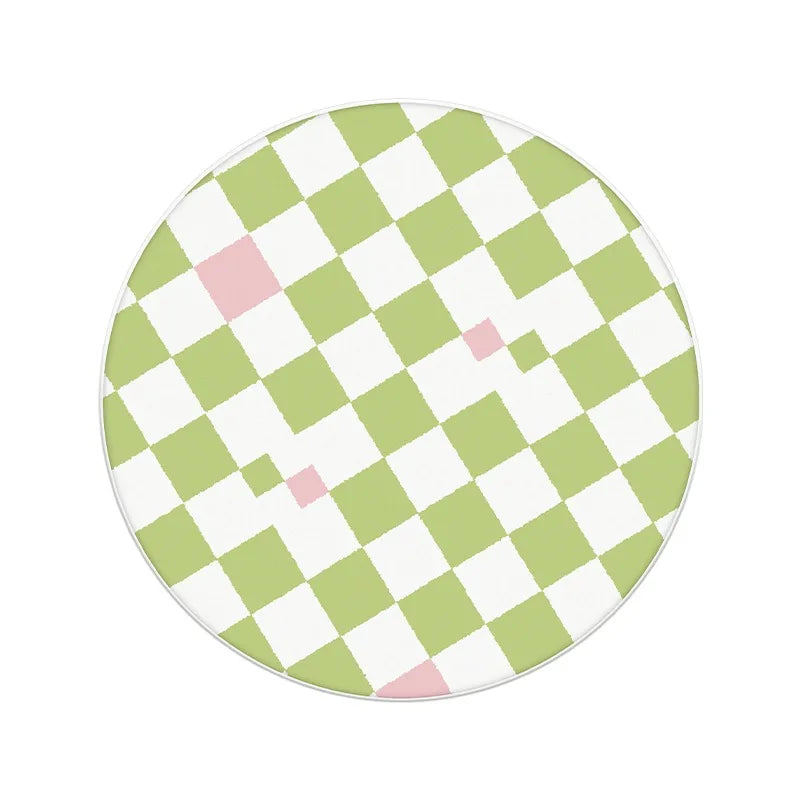 Rynx | Minimalist checked rug bedroom nightstand rug living room study rugs anti-slip thickened rugs round grid rug Tapis IG