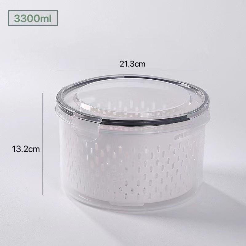 Lisslune | Refrigerator Storage Container with Draining Tray and Clear Lid for Organized Fruits and Vegetables