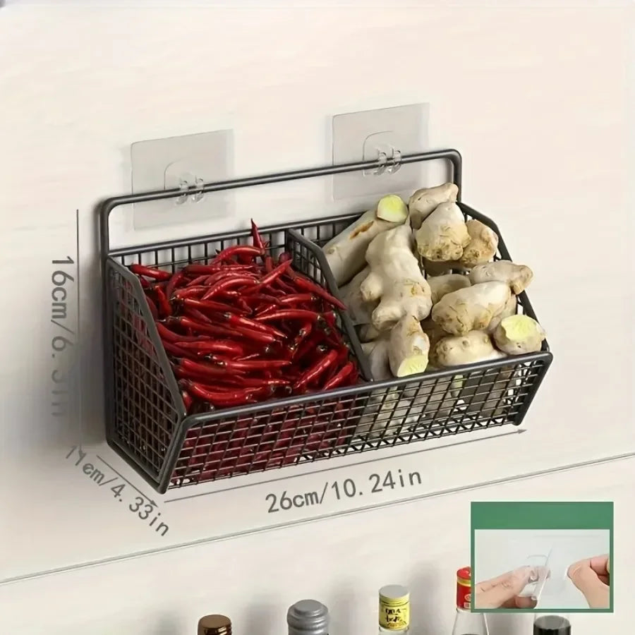 Rynx | Grid Kitchen Organizer Basket Wall Mounted Dish Drainboard Functional Fruit Vegetable Storage Kitchen Accessories