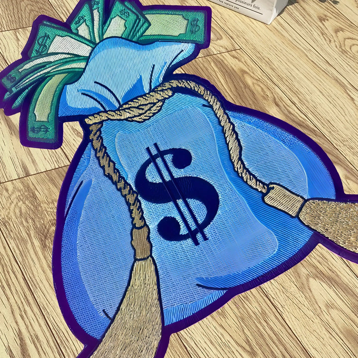 Rynx | Blue Wallet Soft Rug Flannel Rug Digital Printing Technology Housewarming Gift Customizable Non-Slip Decorative Mat