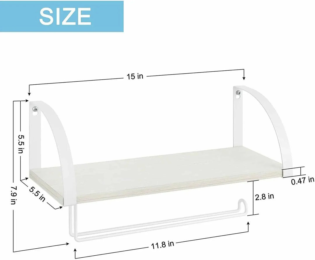 Lisslune | Rustic Wall Mounted Organizer with Towel Holder and Shelf Storage