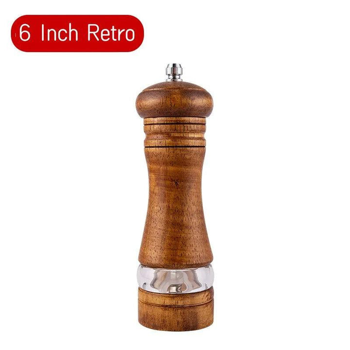 Lisslune | Vintage Handcrafted Wooden Spice Mill Set - 6-Inch Gourmet Salt and Pepper Mills