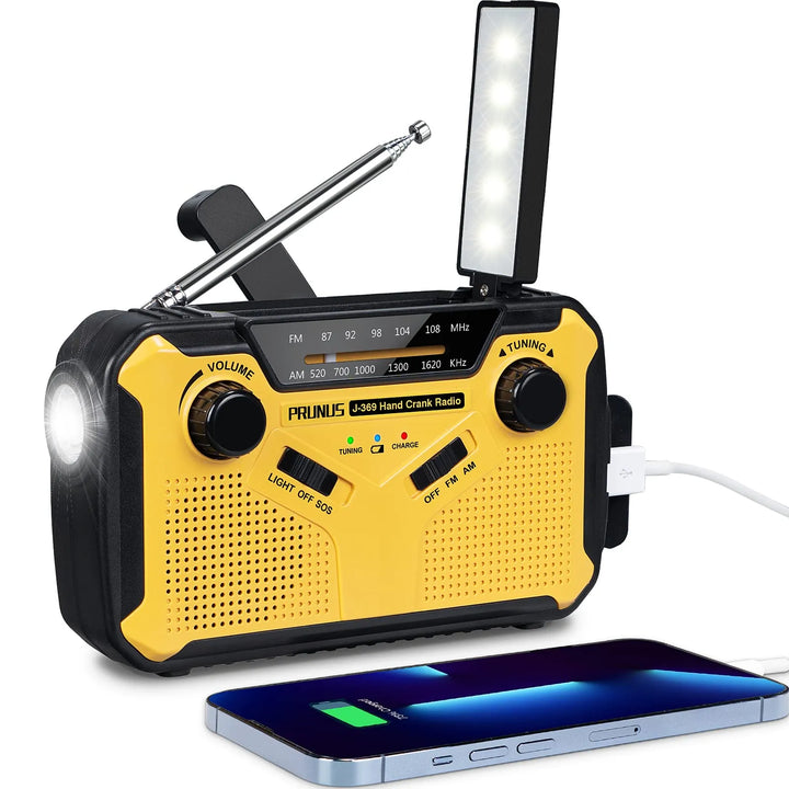 Lisslune | Emergency Radio with Crank & Solar – Portable Dynamo Radio with Power Bank & LED Flashlight