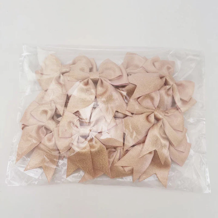 Rynx | (15 pieces/pack) Size 7cm Pink gold dust bow Handmade crafts DIY gift wrapping decoration wedding party supplies