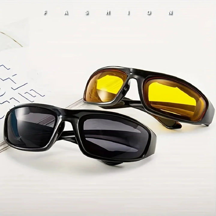 Rynx | 1pc Sports Glasses Combo, windproof Bicycle Glasses Outdoor Glasses with yellow & gray lenses durable frame sports accessories