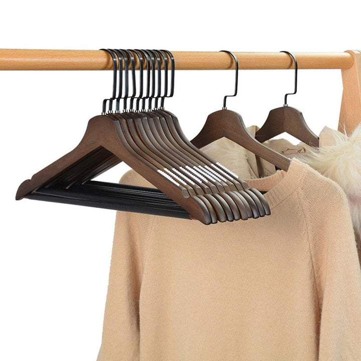 Lisslune | Elegant Lotus Wood Hanger Set of 5 - 10 Pieces - Premium Closet Organization Solution
