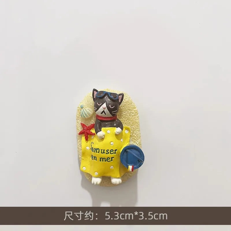 Rynx | 3D Refrigerator Magnet Puppy Cartoon Cat and Dog Refrigerator Sticker Anti-theft Entrance Door Decorative Magnetic Creative Message