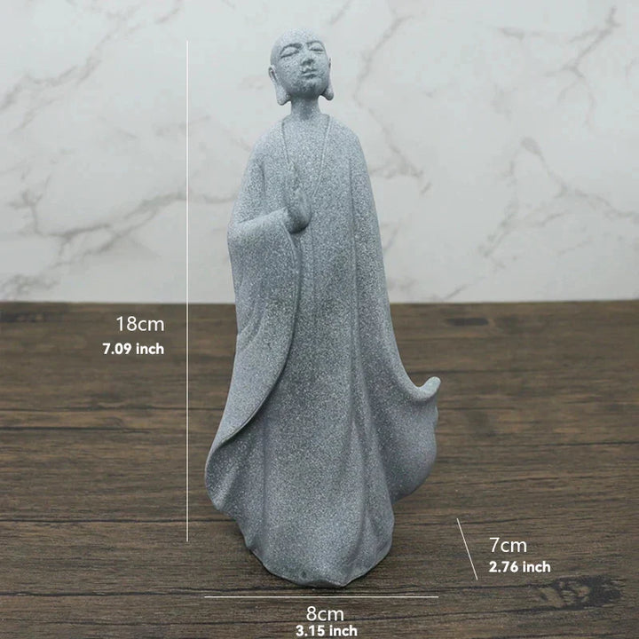 Lisslune | Buddha Stone Statue Small Buddhist Monks Tibetan Buddhism Figures Zen Garden Ornament Meditation Home Aquarium Decoration