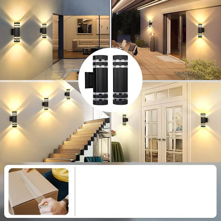 Lisslune | LumiBloc LED Outdoor Wall Light – Modern IP65 Up & Down Design with E27 Socket