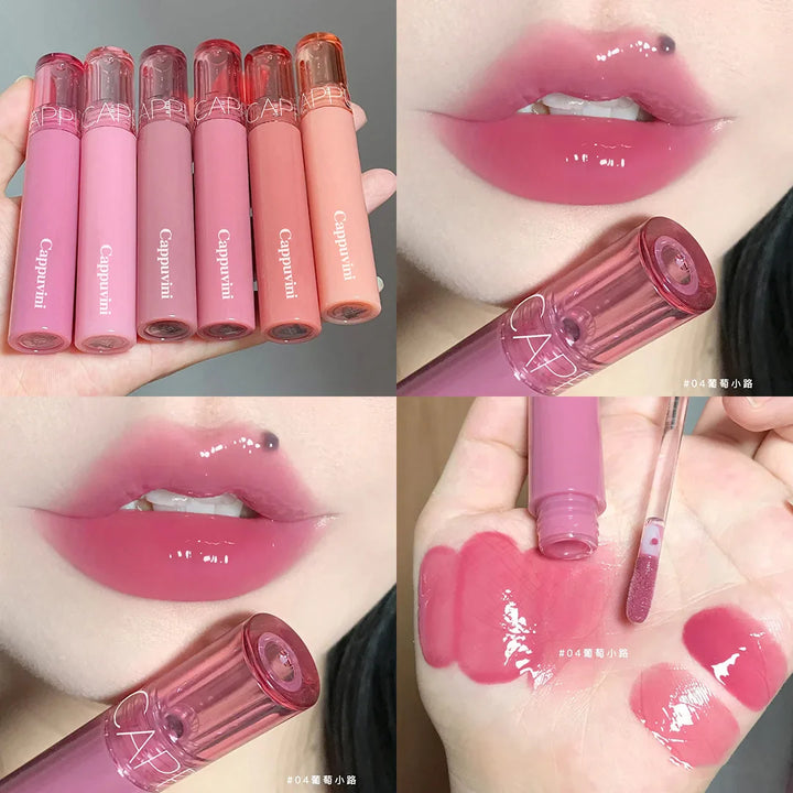 Rynx | New 6 Colors Mirror Coloring Lip Gloss Moisturizing Liquid Lipstick Waterproof Long-lasting Red Lip Color Korean Makeup Cosmetics