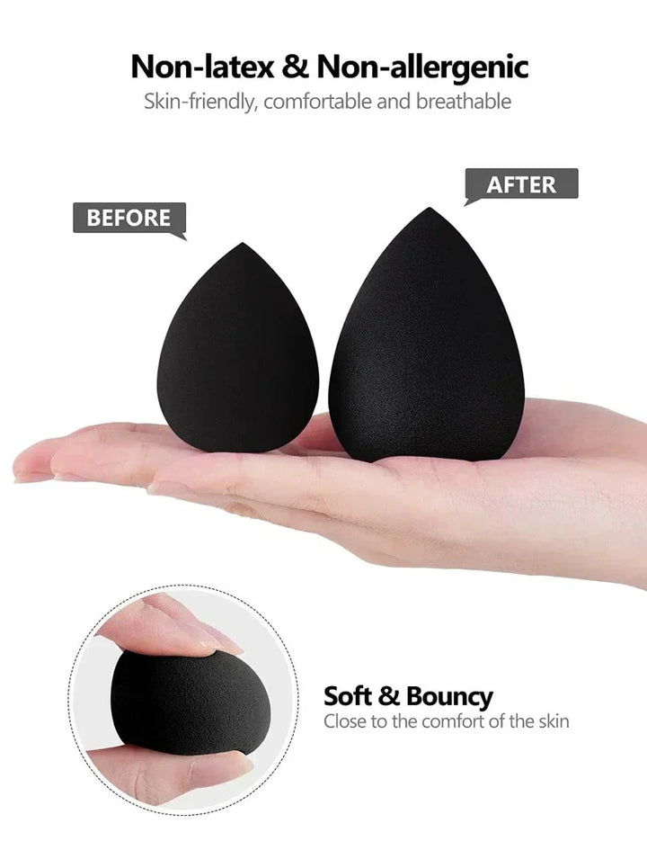 Rynx | 10 Piece Makeup Applicator Super Soft Sponge Powder Blender Black Makeup Sponges Blender Gentle Foundation Contour Blend Puff