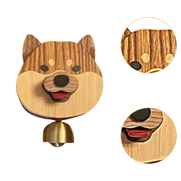 Lisslune | Playful Shiba Dog Face Wooden Doorbell