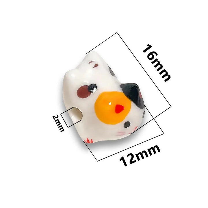 Lisslune | Charming anime-inspired lucky cat ceramic beads for creative jewelry projects - 15x21mm porcelain essentials with vertical hole