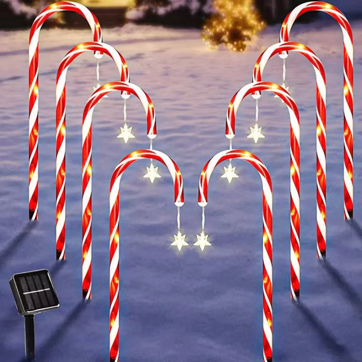 Rynx | Christmas Solar Candy Cane Lights, Holiday Parties, Path, Atmosphere Decoration Props, Waterproof Night Lights