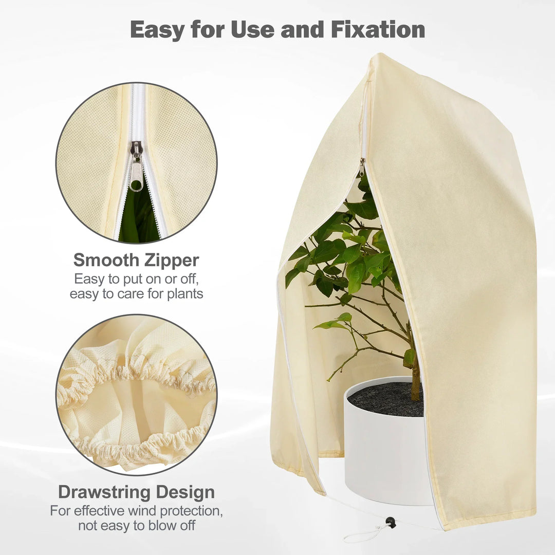Lisslune | Winter protection cover for plants - Frost protection with zipper and drawstring, breathable for palms and potted plants in the garden