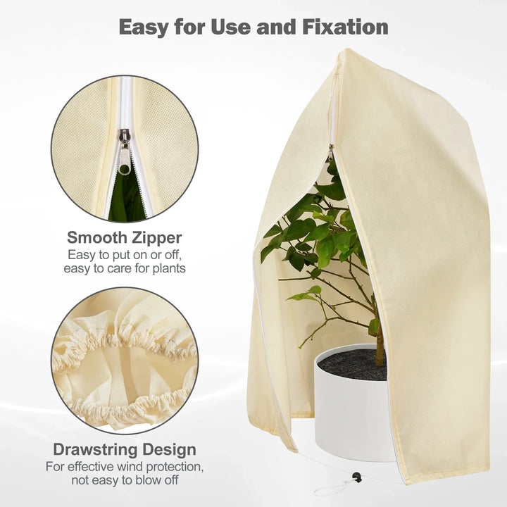 Lisslune | Winter protection cover for plants - Frost protection with zipper and drawstring, breathable for palms and potted plants in the garden