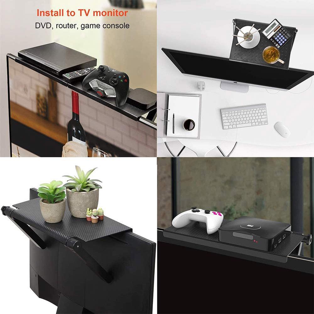 Lisslune | Versatile adjustable desktop stand with integrated media organizer in stylish black or white