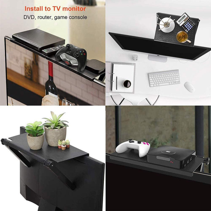 Lisslune | Versatile adjustable desktop stand with integrated media organizer in stylish black or white