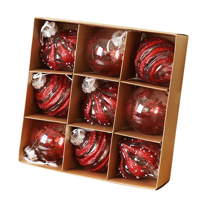 Rynx 9PCS 8CM Christmas Balls Decorations Champagne White Xmas Tree Hanging Ornaments Pendants 2025 New Year Party Home Decor Navidad