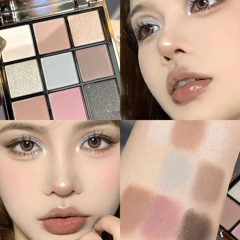 Rynx | New Glitter Eyeshadow Palette Pink Brown Pearl Gold Matte Shadows Nude Long-lasting Highlighter Powder Shiny Eye Cosmetics