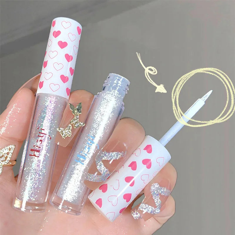 Rynx | 6 Colors Glitter Liquid Eyeshadow Waterproof Pearl Shimmer Eyeshadow Highlighter Sequins Lying Silk Makeup Beauty Tool