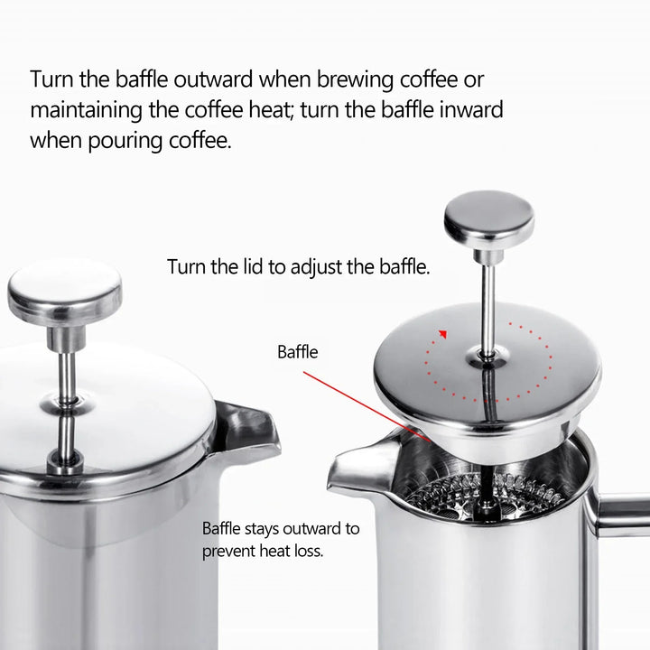 Lisslune | Stainless Steel French Press Coffee Maker