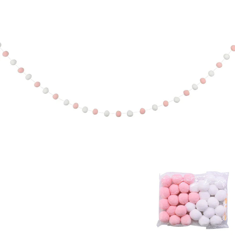 Rynx 2.5Meter Colored Pom Pom Pendant Light Garland Ins Nordic Series Wool Felt Ball String DIY Handmade Kids Room Decoration
