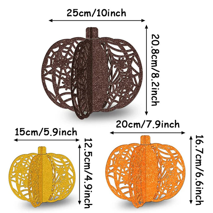Rynx | 3-piece Set Halloween Paper Pumpkin Desktop Ornaments Trick or Treat Packaging Favors Festive Party Halloween Party Decoration 2024